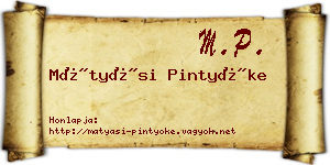 Mátyási Pintyőke névjegykártya